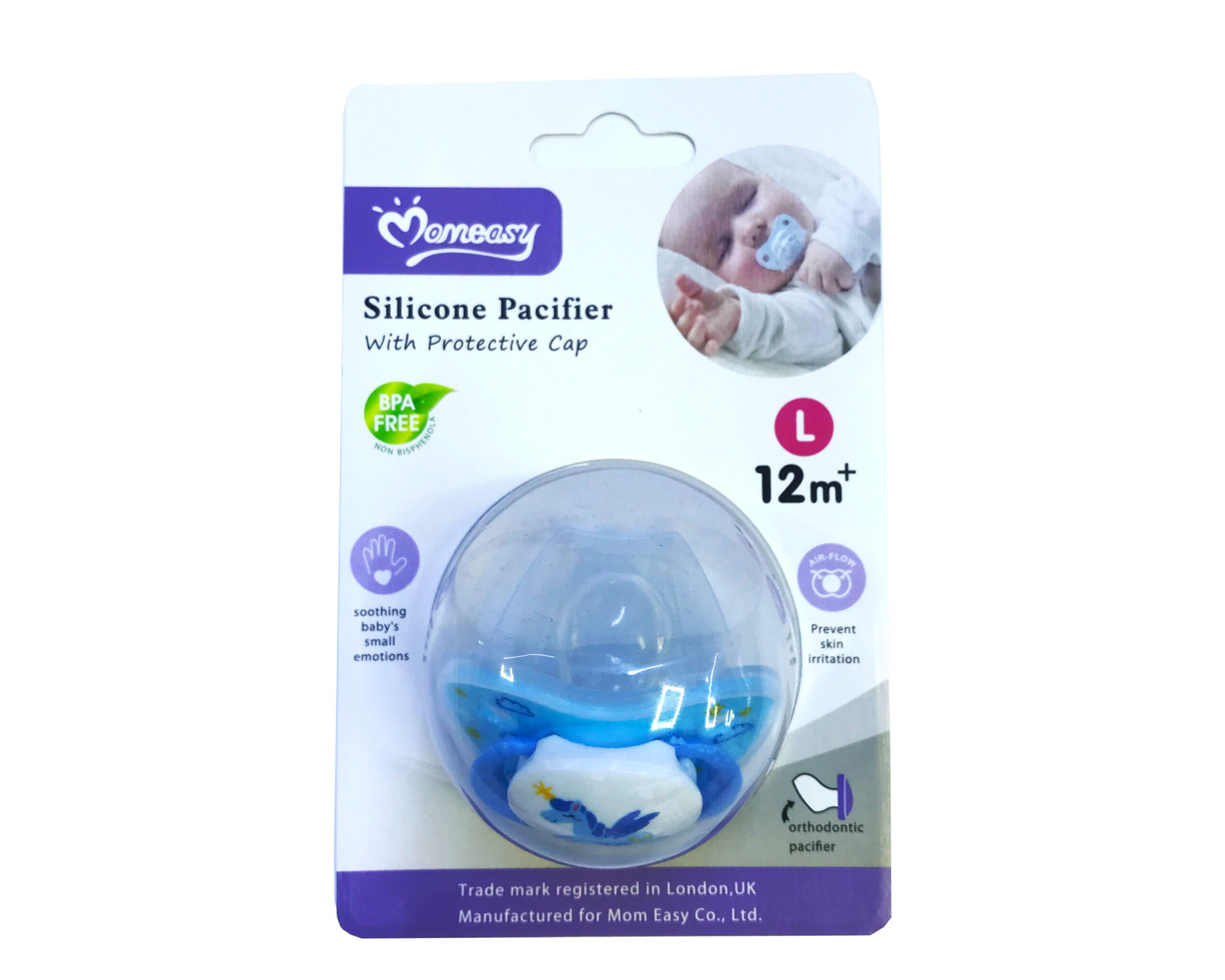 Sucette Momeasy 12m+ Type orthodontique – Blue