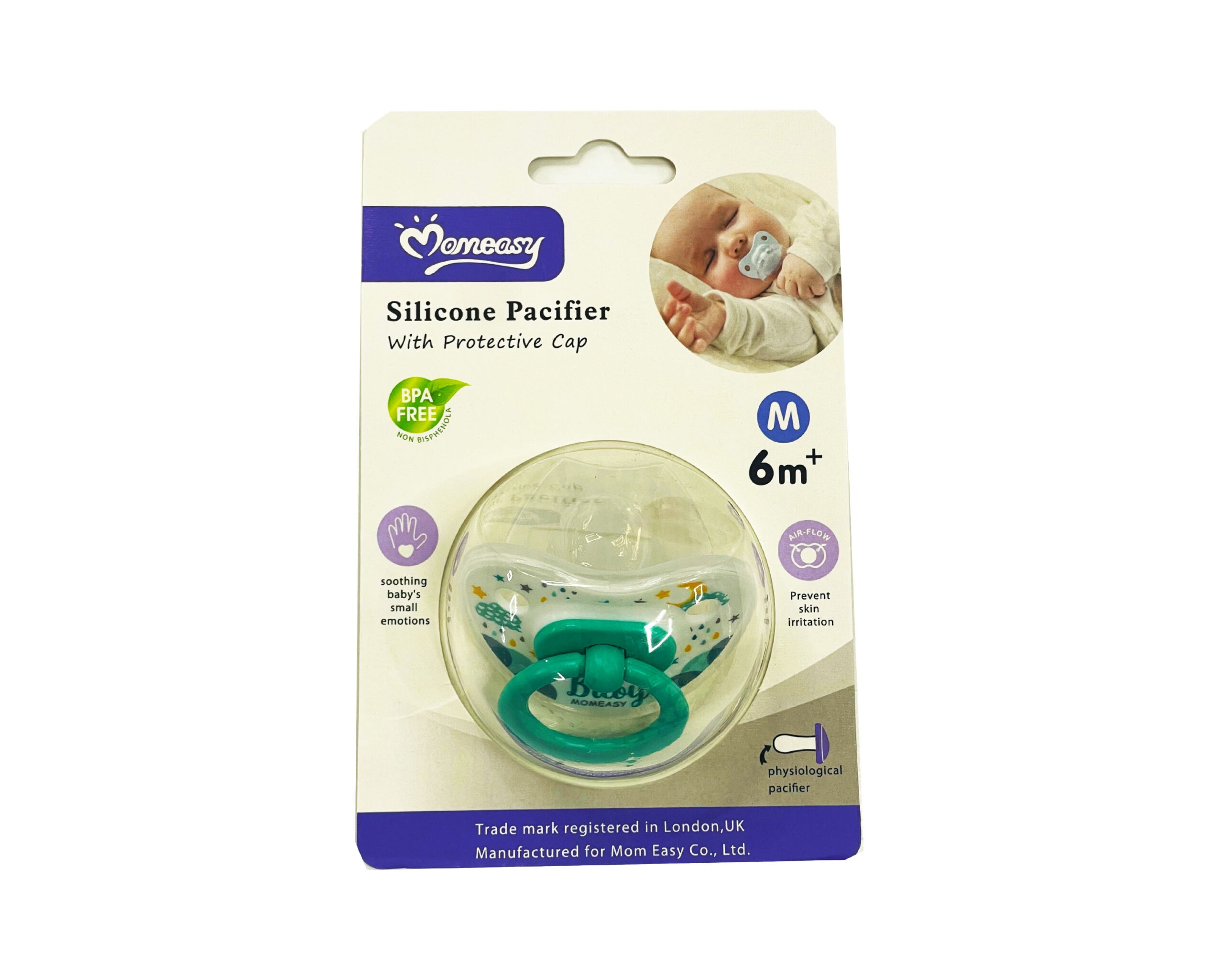 Sucette Momeasy 6m+ Type Physiologique – Vert