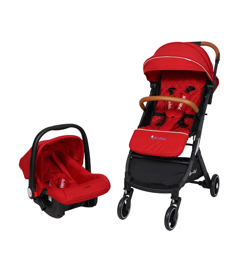 POUSSETTE VALISE AVEC MAXI COSI ROUGE – MON BÉBÉ