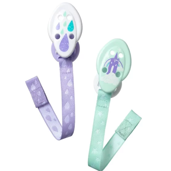 Tommee Tippee Lot de 2 Attaches Sucettes Vert Pastel-Blanc